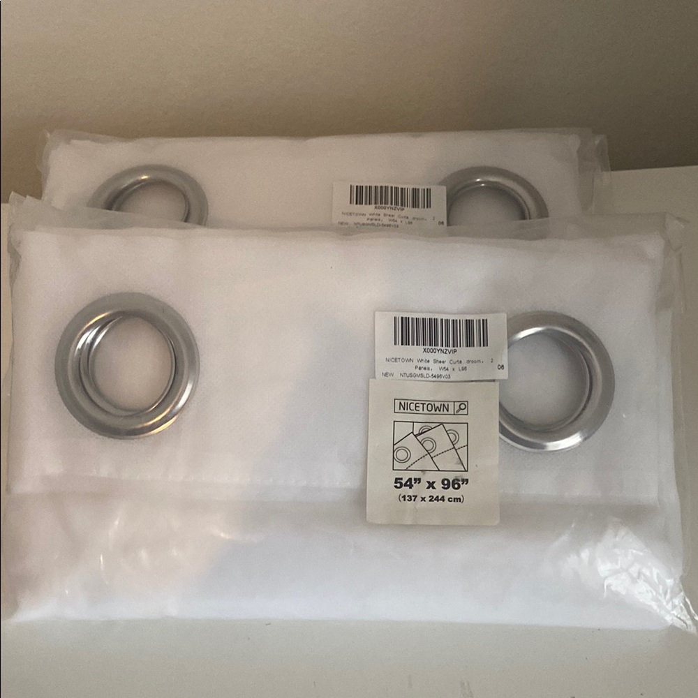 Nicetown White Grommet Curtains( new)  2 packs with 2 panels per pack